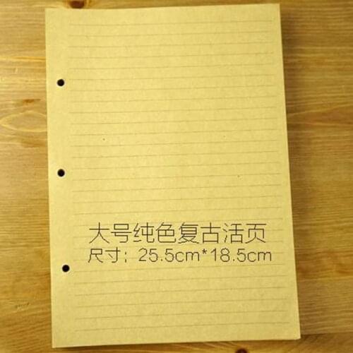 B5 style Filler papers for notebook inside page paper 3 holes on paper kraft quality 60 sheets blank and transerve line style