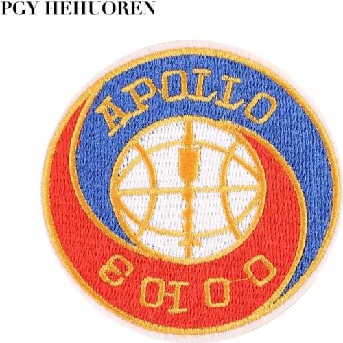 PGY 1PCS Apollo Embroidery Clothing Patches Fabric Sticker Circular Badges Heat Transfer For Jeans T-Shirt Patches