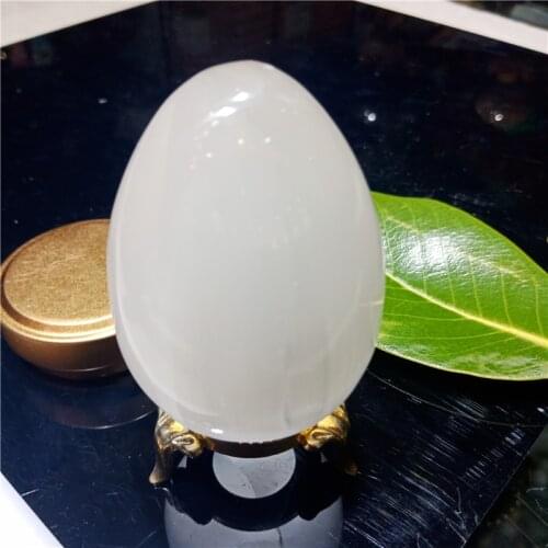 Natural white selenite Egg stone polished gypsum crystal egg shape stone Gemstone Healing raw gypsum stone massager