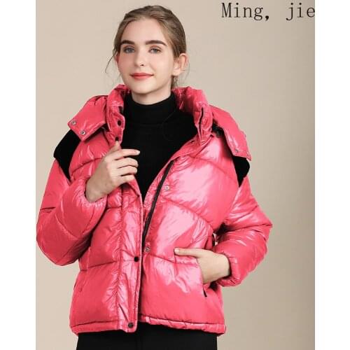 2020 New Winter Clothes European Ladies Cotton-padded Coat Shiny Short Padded Coat Jacket Color Bubble