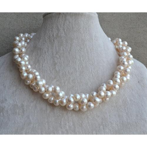 New Favorite Pearl Necklace White Color Twisted Genuine Freshwater Pearl Wedding Jewelry Choker Necklace Charming Lady Gift
