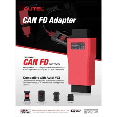Original Autel CAN FD Adapter Global Support Diagnosis CAN FD Protocol Vehicles Combined with All Autel VCI