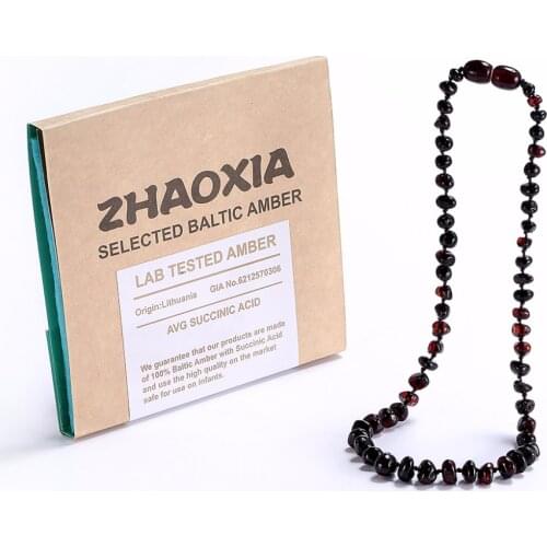 Baltic Amber Teething Necklace/Bracelet for Boy(Cherry) - Handmade in Lithuania - Lab-Tested Authentic - 3 Sizes