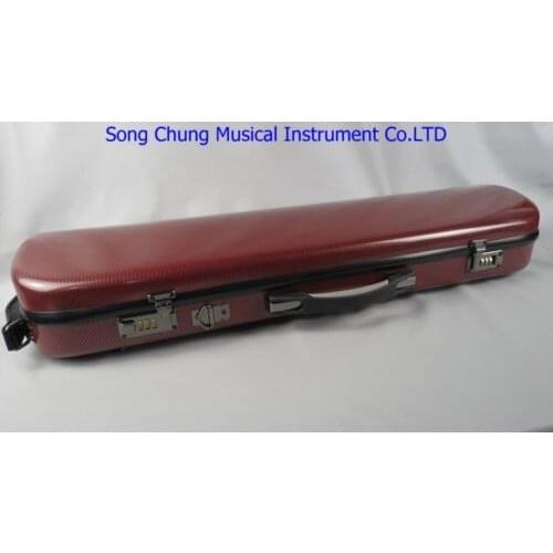 Strong strengthen red fiber violin case with coded lock ,both hand shanks