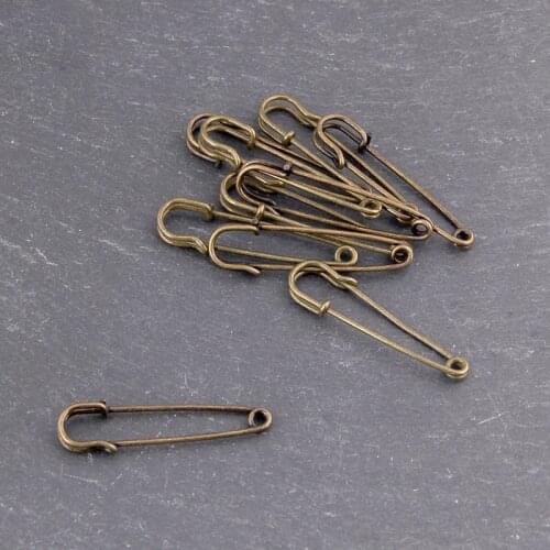 Bronze/Golden/Silver 15/20/25/30/35/38/45mm Blank Empty Round Metal Cabochon Brooch Base Cameo Settings Long Pins Jewelry Making