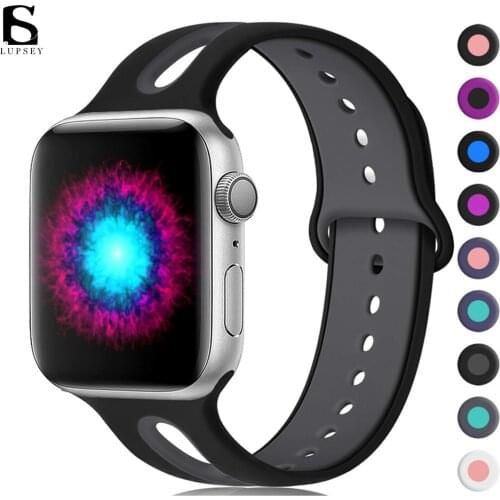 Silicone Strap For Apple Watch band 44mm 42mm 40mm 38mm Rubber wristband Sport belt bracelet iWatch 6 5 4 3 2 1 40 38 42 44 mm