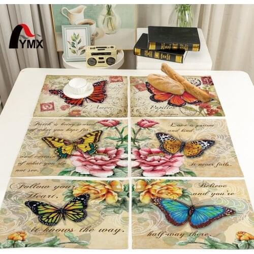 FYMX Butterfly Napkins Pretty Colorful Insects Flowers Lullaby Napkin Household Kitchen Cleaning Tools