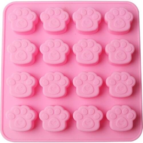 16 holes Cute Pet Cat Dog Paws Silicone Mold Cookie Chocolate Mould DIY Fondant Cake Decorative Tools