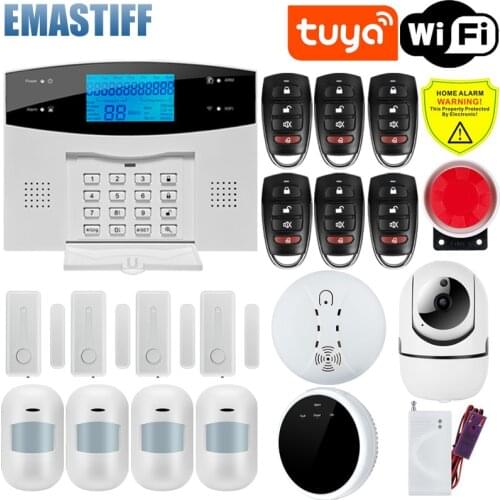 WiFi PSTN GSM Alarm System Kit Home Alarm System 433MHz Wireless & Wired Alarms Host Door Open Sensor Alarms APP Keyboard Screen