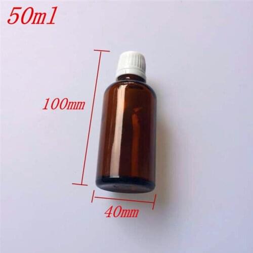 10 pcs 40x100 mm Empty Brown Glass Bottle Essential Oil Jar DIY 50 ml Liquid Glass Bottle With White Plastic Safety Screw Cap