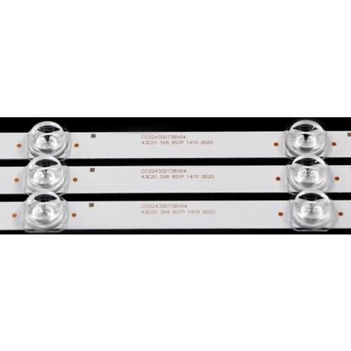 15 Pcs/Lot LED Strips CC02430D738V04 43E20 3X8 8S1P 1410 0D20 for 43LST5970 F43E8000Q PT430CT02-1 ELED46-88