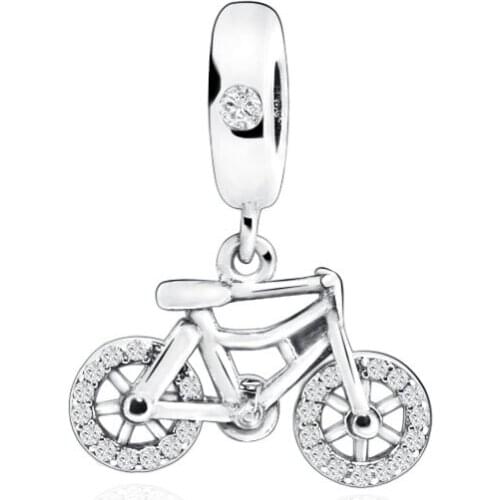 Universal Women gift 925 Sterling Silver Beads Bicyle Dangle Charm Fit Original Pandora Bracelets DIY Fashion Jewelry Gift