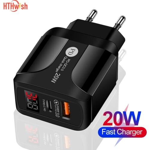 3.1A Quick Charge 3.0 LED Display 1 Ports USB Phone Charger Fast Charging For iPhone 11 Pro Samsung S20 Charger EU Wall Adapter