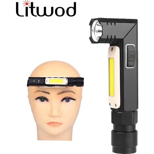 Waterproof Light USB Rechargeable Torch Tail Magnet Work Lamp Rotate Built-in Battery Black XM-L2 U3 & COB LED Flashlight 3000LM