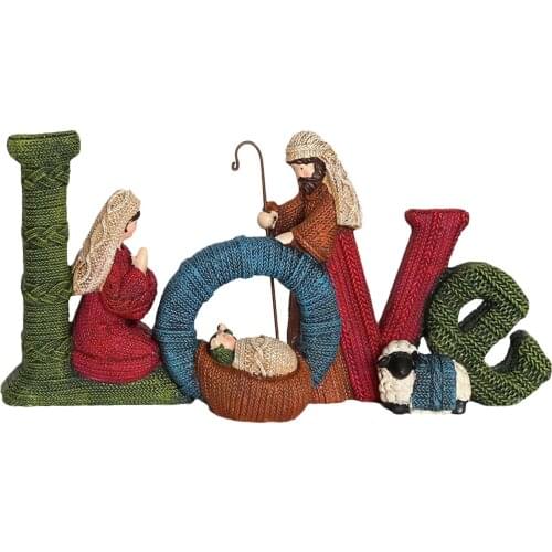 High Quality Nativity Ornament Home Decor Elegant Nativity Set Nativity Ornament Holy Family Love Beautiful Letter Resin Crafts