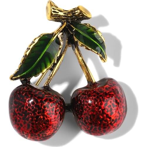 WYBU Cherry Brooch For Women Hijab Pins Up Vintage Style Plant Broche Hat Clothes Jewellery Gift For Party Anivesary