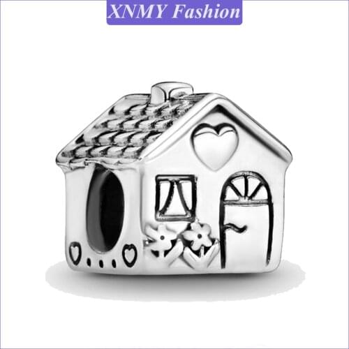 XNMY New Original Silver Color Bead Little Family House Charm ​DIY Beads Fit European Pandora Charms Bracelet Jewelry 2021