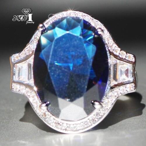 YaYI Jewelry Fashion Princess Cut Huge 15 CT Blue Zircon Silver Color Engagement Rings wedding Rings Party Rings