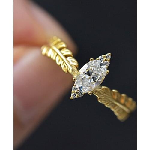 Modyle Charms Gold Colors Leaves Ring for Women Girl Wedding Rings Knuckle Finger Jewelry Wedding Bands Cubic Zirconia Party 3mm