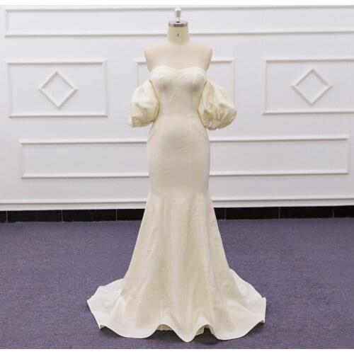 Eslieb Sexy Mermaid Wedding Dresses For Women Lace Up Back Puff Sleeves Wedding Bridal Gowns vestidos de novia QDS001