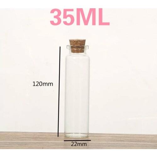 10PCS 22*120mm 35ml Clear Glass Bottles Vials Jars with Cork Stopper DIY Wedding Home Decor Storage Jars Container Home Decor