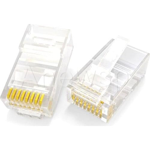 100pcs network RJ45 connector plug crystal pure copper phone line plug super five categories 8p8c 6p6c
