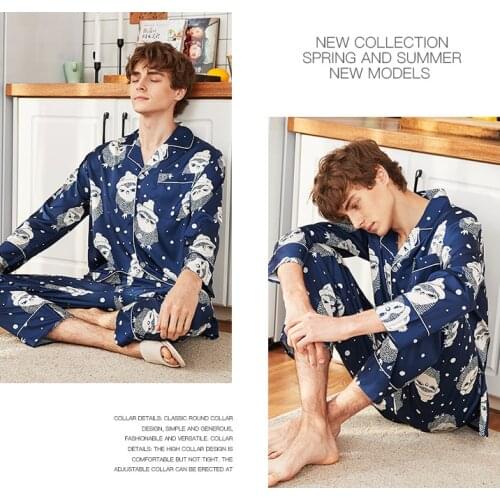 2019 New Style Mens Long pants Spring Summer Casual Silky Home Wear Male Sleep Pyjama Bath Trousers L-XXL