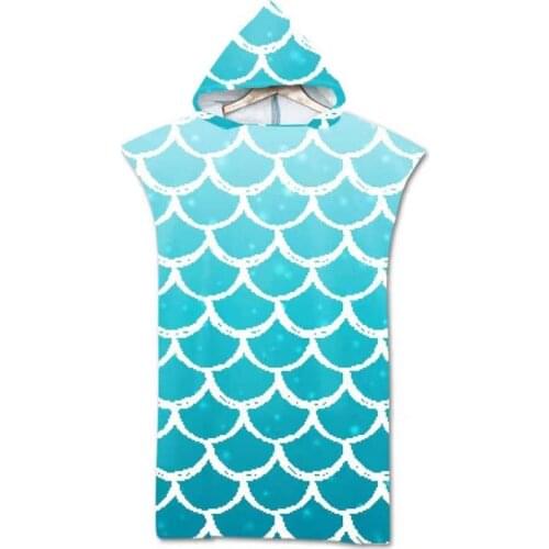 3D Adult Hooded Bath Towel Fish Scale Printed Microfiber Wearable Bath Towel Travel Sports Beach Towel Shawls designers towel