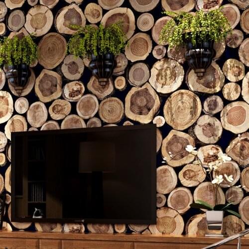 Beibehang 3D Wood Log Texture Embossed PVC Waterproof Wall Paper Roll Living Room Desktop Wallpaper Mural Papel De Parede