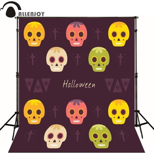 Allenjoy Photographic backdrop Skull Cross Purple Screen Face Halloween Lovely Children Photocall backgrounds for photo studio