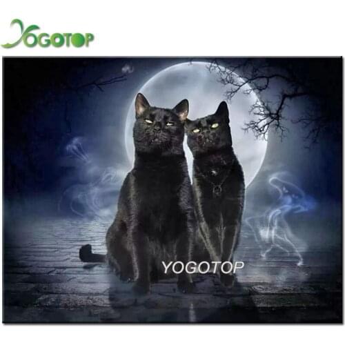 Diy diamond painting,full drill embroidery Halloween,black cats,moon night ,diamond complete kit mosaic decoration craft YY2248