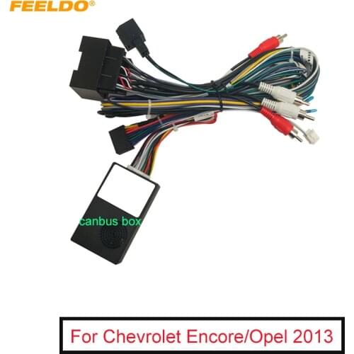 FEELDO Car 16PIN Audio DVD Player Power Calbe Adapter With Canbus Box For Chevrolet Encore Opel Moka Stereo Plug Wiring Harness