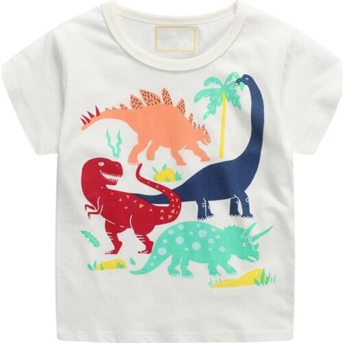 Bambino Baby Boy Costume 2021 New Summer Children Tops Dinosaur T-Shirts Cartoon Clothes 2-7Years Little Boys Cotton Clothing