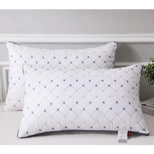 White Pillow Core Fluffy Cushion Inner Filling for Bed Sleeping Soft Neck Pillow Core Filling with Grid Home Hotel Decoration