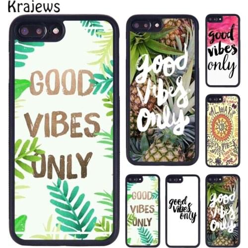 Krajews Good Vibes Only Printed Coque Skin Phone Case For iPhone 5 6S 7 8 plus 11 12 Pro X XR XS Max Samsung Galaxy S7 S8 S9 S10