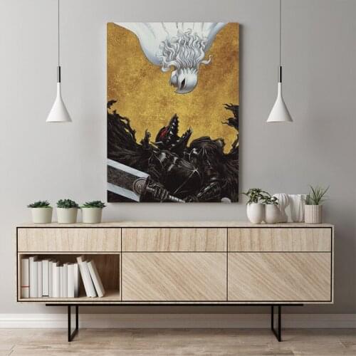 Berserk Guts Griffith anime Framed Wooden Frame Canvas poster Painting wall Art decor Living room Study Home Decoration Prints
