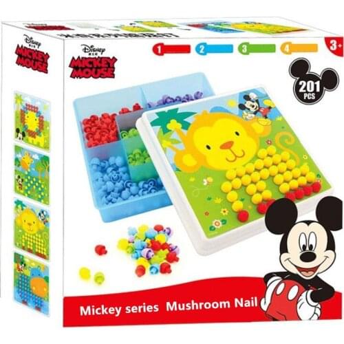 Disney Children Educational-Toys Mushroom Nail Insert the Bean Puzzle for 3-4-5-6-7 Years Old Early Educational-Toys