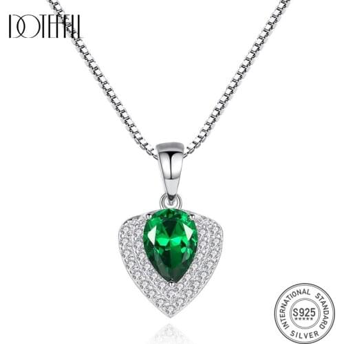 DOTEFFIL New Heart Gemstone Pendant Necklace for Women High-quality 925 Sterling Silver Luxury CZ Three Colors Charming Jewelry