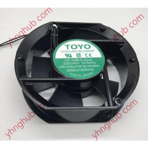 TOYO FP-108EX-A240 AC 240V 1.9A 172x150x51mm 2-wire Server Cooling Fan
