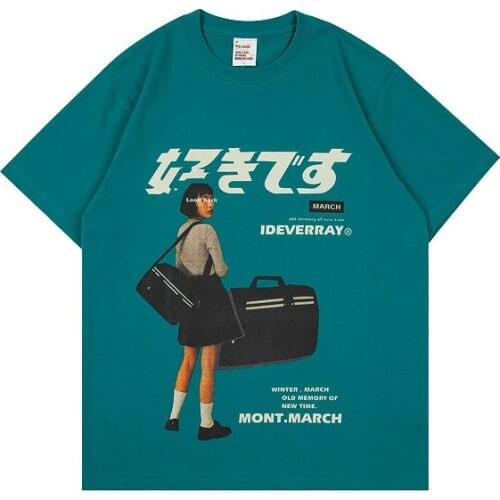 Hip Hop Streetwear Harajuku T Shirt Girl Japanese Kanji Print Tshirt 2021 Men Summer Short Sleeve T-Shirt Cotton Loose Tops