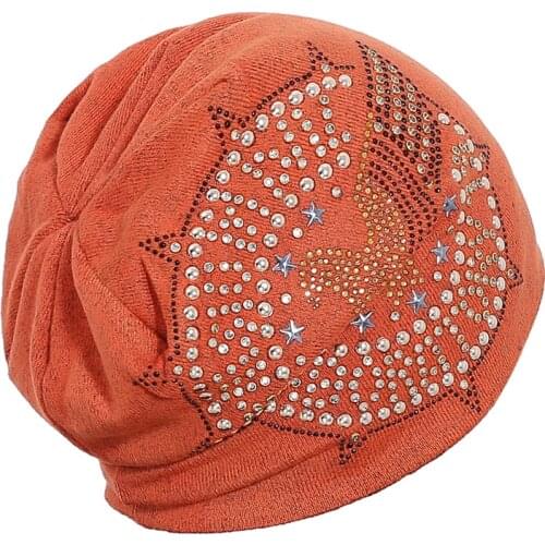 Classic women skullies Winter hats for women beanies Knitted hat Mens Casual Diamond Pearl Turban cap Mask Gorro Hip-Hop bonnet