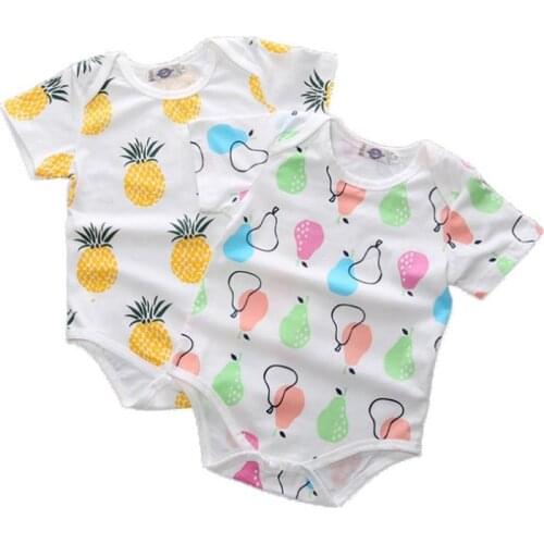 Summer Newborn Baby Clothes Short Sleeve Cartoon/Fruit Print Toddler Boys Romper O-neck Kids Jumpsuit 100% Cotton Girl Playsuit