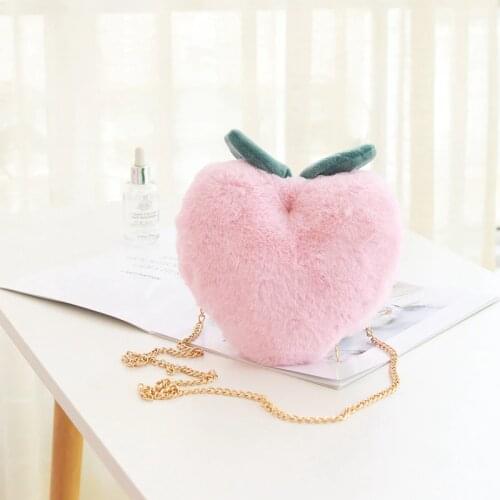 New 2018 Adult Kid Girls Fruit Peaches Plush Purse Cartoon Fruit Shape Crossbody Bag Shoulder Messenger Bag Girl Birthday Gift