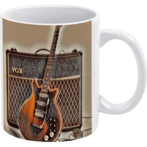 Red Special Guitar And Amp White Mug Ceramic Mug Creative Mug Guitar Red Special May Music Brian Art Wok Water Colour Queen