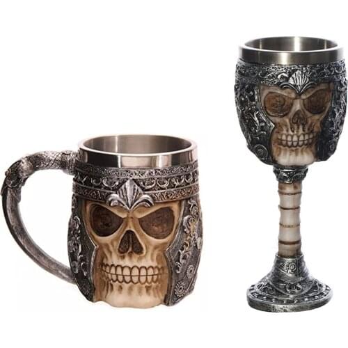 1Piece Resin Skull Mug Tankard Striking Skull Warrior Tankard Viking Skull Beer Mug Gothic Helmet Drinkware Vessel
