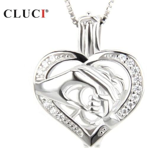 CLUCI 925 Sterling Silver Love Heart Shaped Charm Wish Pearl Locket for Women Necklace Silver 925 Pendant for Friendship SC084SB