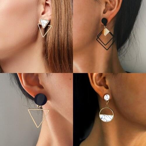 Fashion Round Dangle Drop Korean Earrings For Women Geometric Round Heart Gold Earring Wedding 2020 kolczyki Jewelry