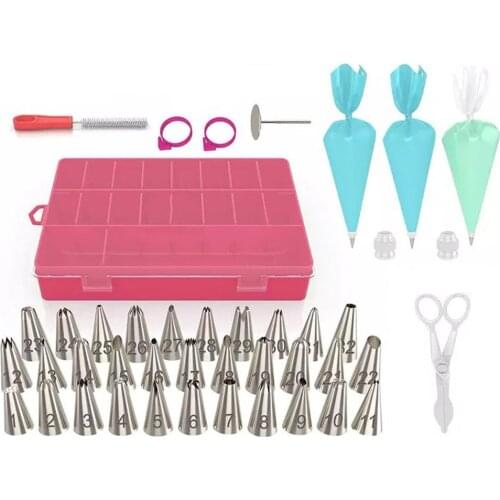52Pcs Supplies Kit Icing Dispensers Russian Tips Puff Piping Tip Storage Pastry Bags Spatula Tools Baking Supplies Set