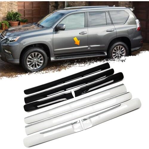 Exterior Side Door Body Molding Cover Trim Strips For Lexus GX460 2010 2011 2012 2013-2020 Chrome Silver & Black Car Accessories