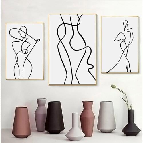 Line Drawing Wall Art Canvas Poster Abstract Woman Simple Painting Minimalist Print Decorative Picture Living Room Decoration